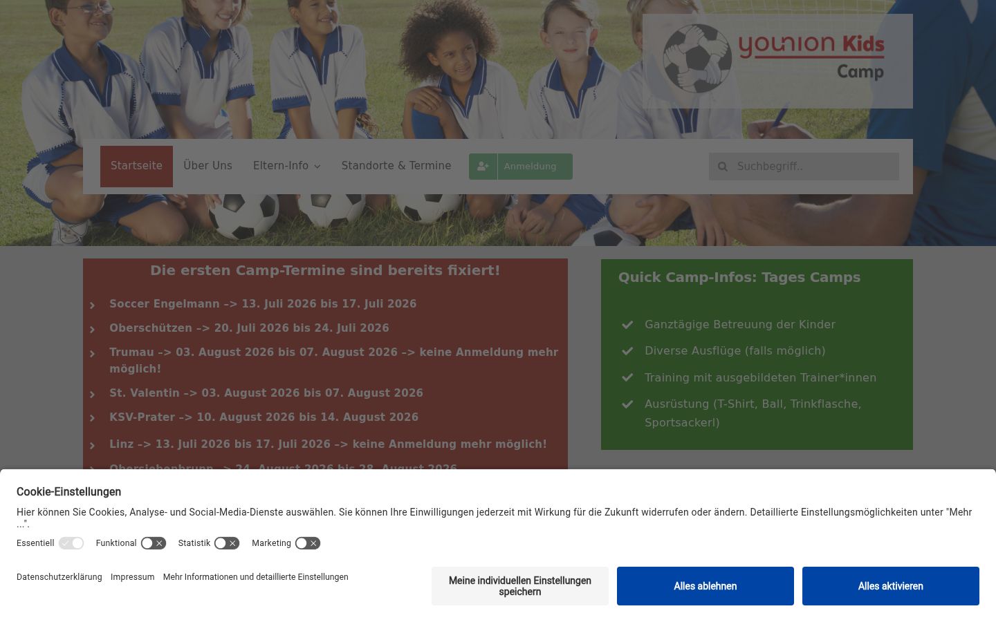 Screenshot del banner di consenso mostrato prima di qualsiasi interazione