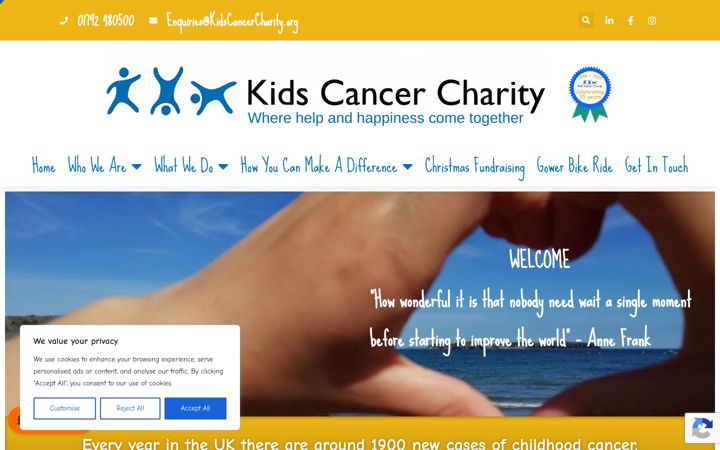 Screenshot of kidscancercharity.org