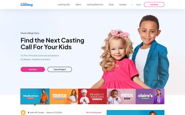 Screenshot of kidscasting.com