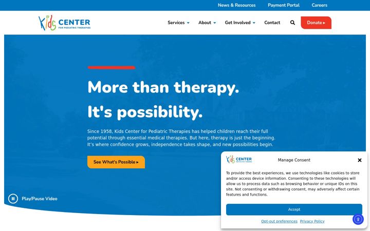 Screenshot of kidscenterky.org