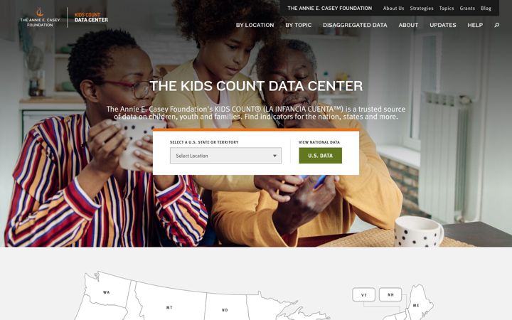Screenshot of kidscount.org
