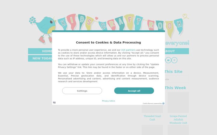 Screenshot of kidscraftroom.co.uk