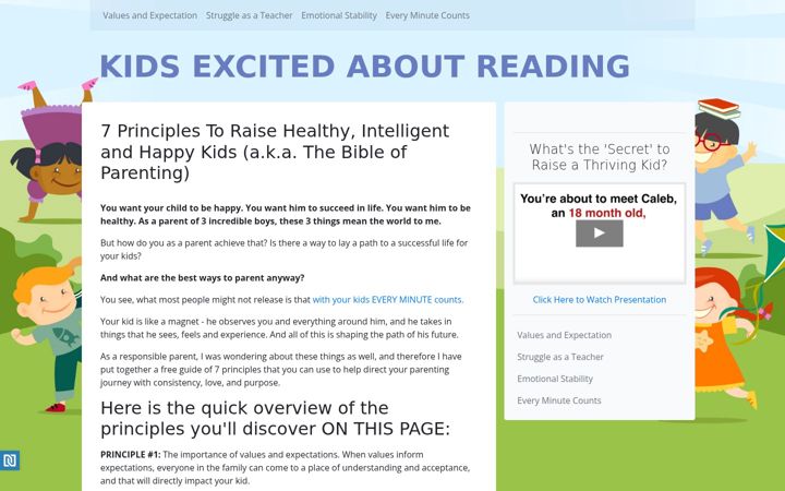Screenshot of kidsexcitedaboutreading.com