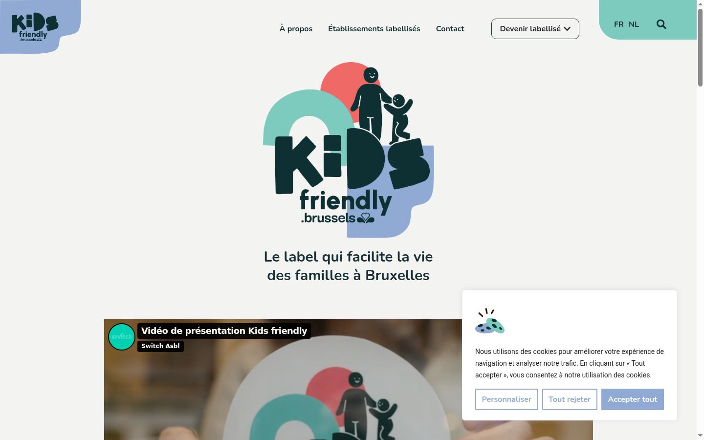 Capture d'écran de la bannière de consentement affichée avant toute interaction