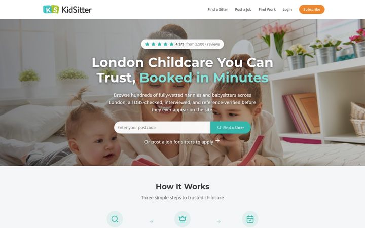 Screenshot of kidsitter.co.uk