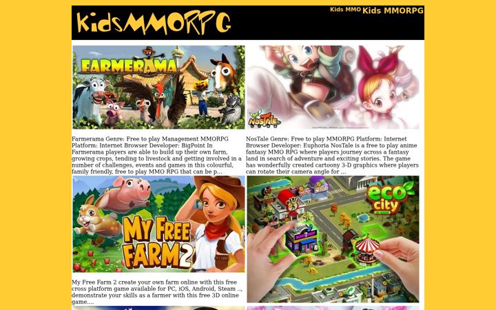 Screenshot of kidsmmorpg.com