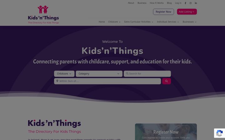 Screenshot of kidsnthings.ie