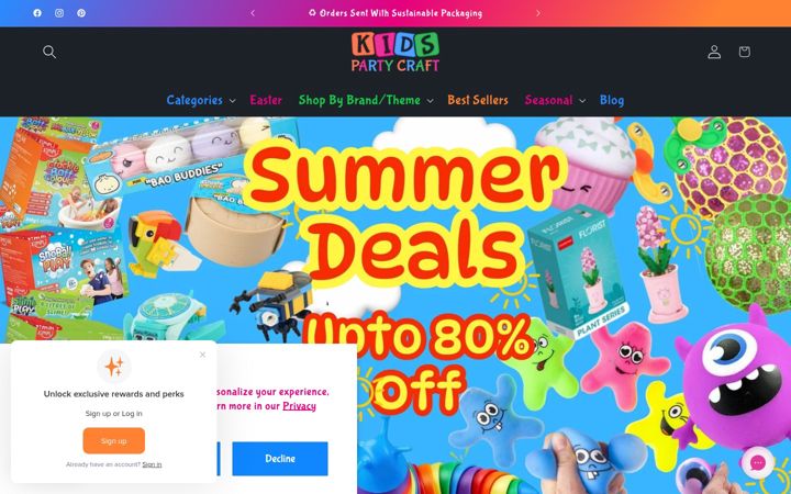 Screenshot of kidspartycraftforless.com