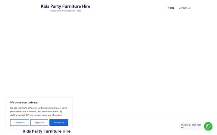 Screenshot of kidspartyfurniture.co.uk