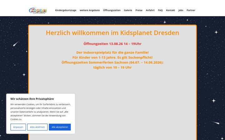 Screenshot of kidsplanet-dresden.de
