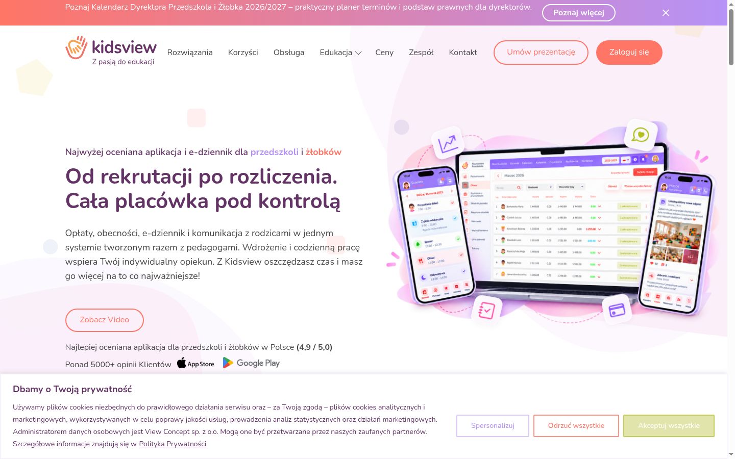 Screenshot van de toestemmingsbanner zoals getoond vóór enige interactie