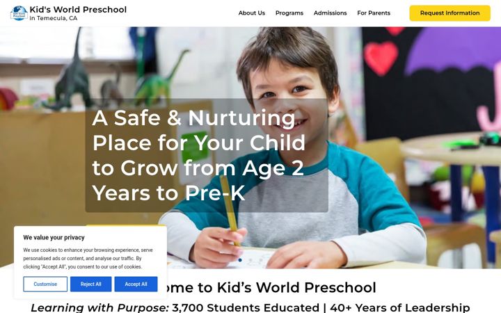 Screenshot of kidsworldtemecula.com
