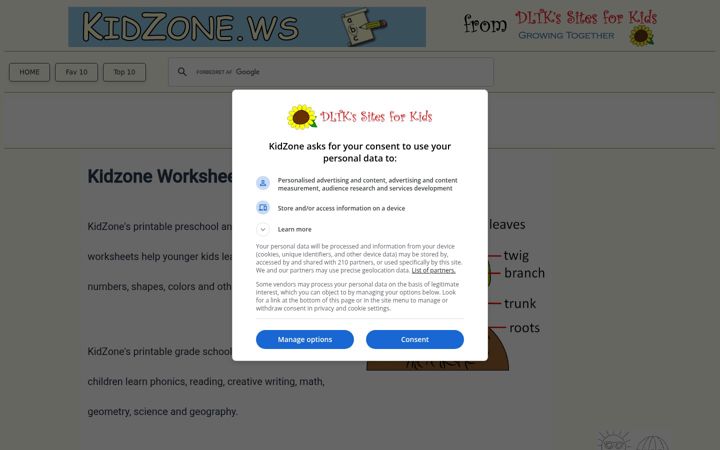 Screenshot of kidzone.ws