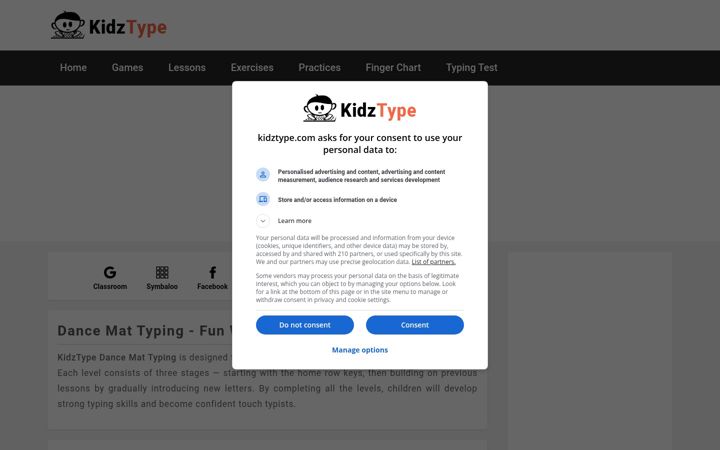Screenshot of kidztype.com