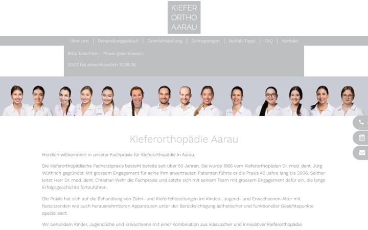 Screenshot of kieferorthopaedie-aarau.ch