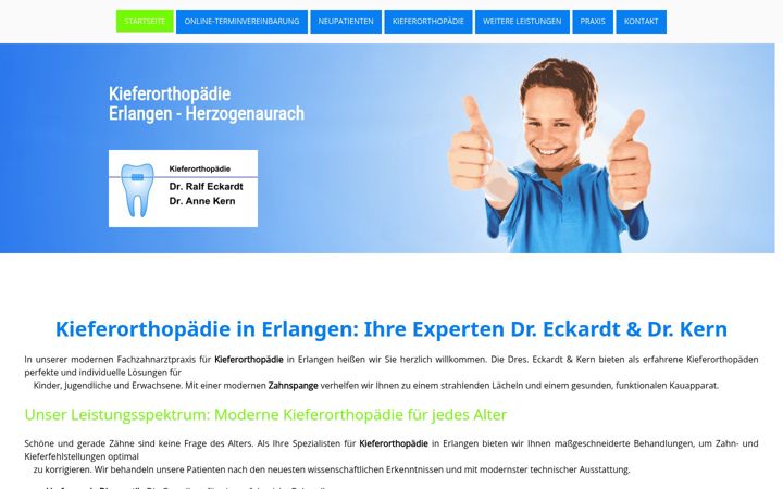 Screenshot of kieferorthopaedie-erlangen-herzogenaurach.de