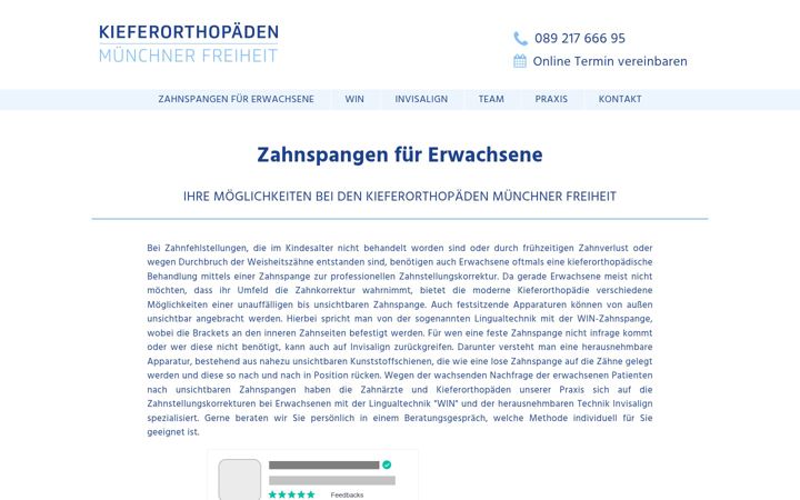 Screenshot of kieferorthopaedie-erwachsene.de
