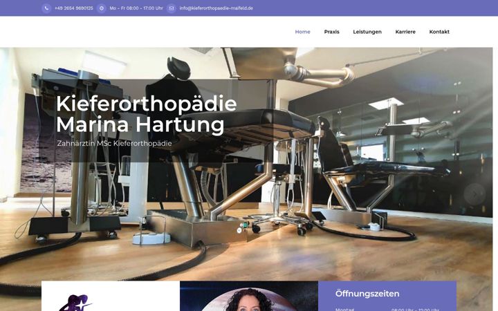 Screenshot of kieferorthopaedie-maifeld.de
