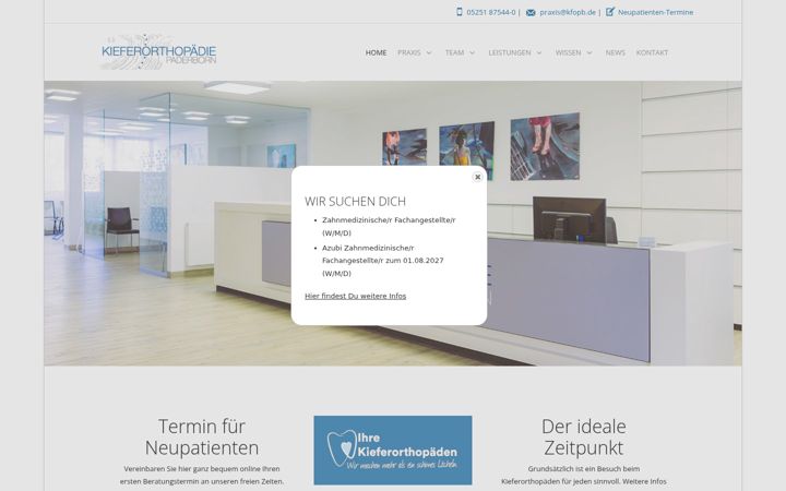 Screenshot of kieferorthopaedie-pb.de