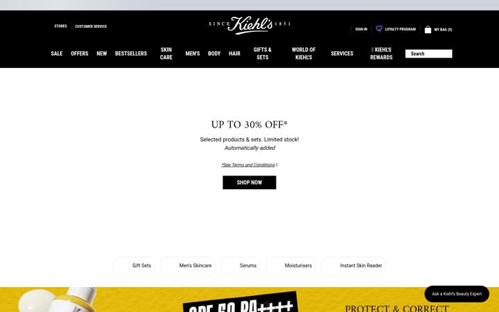 Ekrano kopija kiehls.co.uk