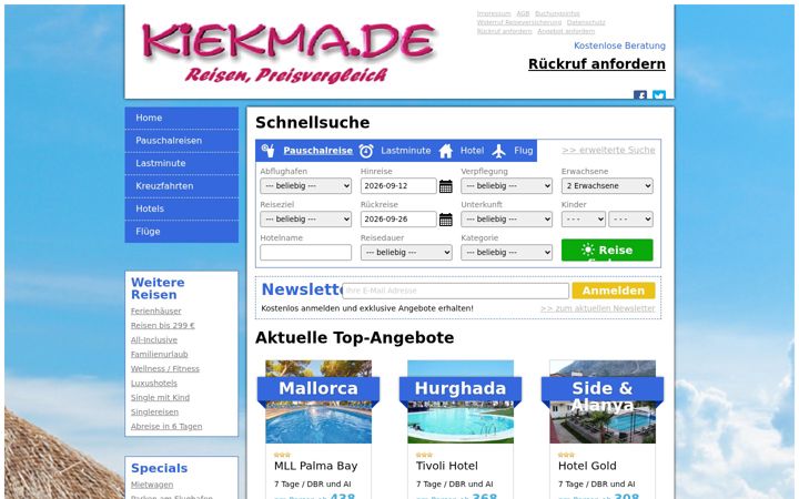 Screenshot of kiekma.de