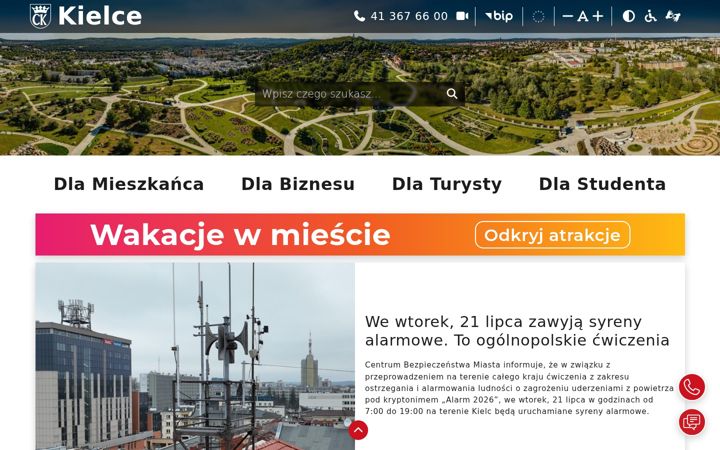 Snímek obrazovky kielce.eu