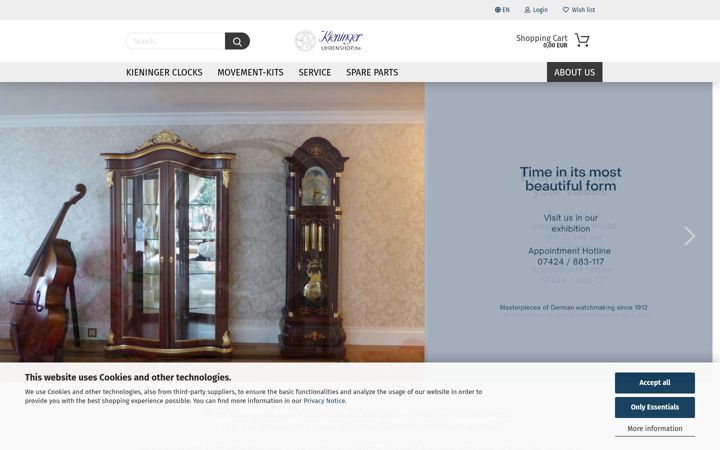 Screenshot of kieninger-uhrenshop.de