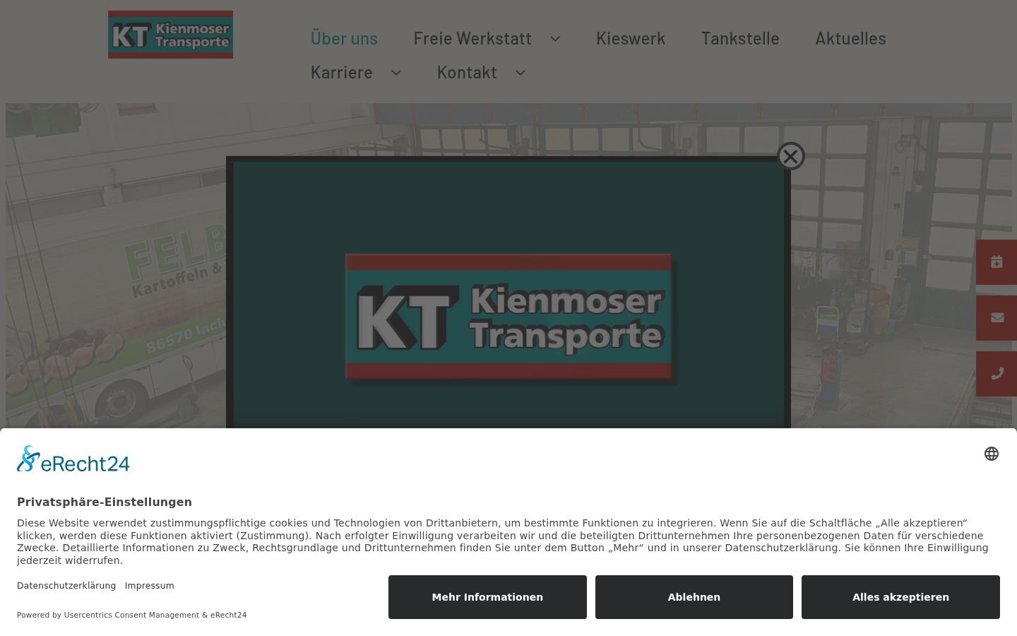Screenshot des Einwilligungsbanners vor jeglicher Interaktion