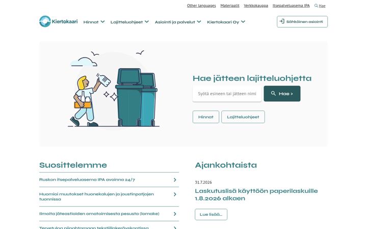 Screenshot of kiertokaari.fi