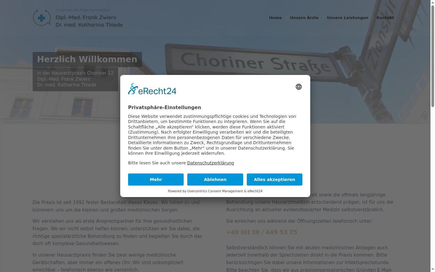 Screenshot of the consent banner shown before any interaction