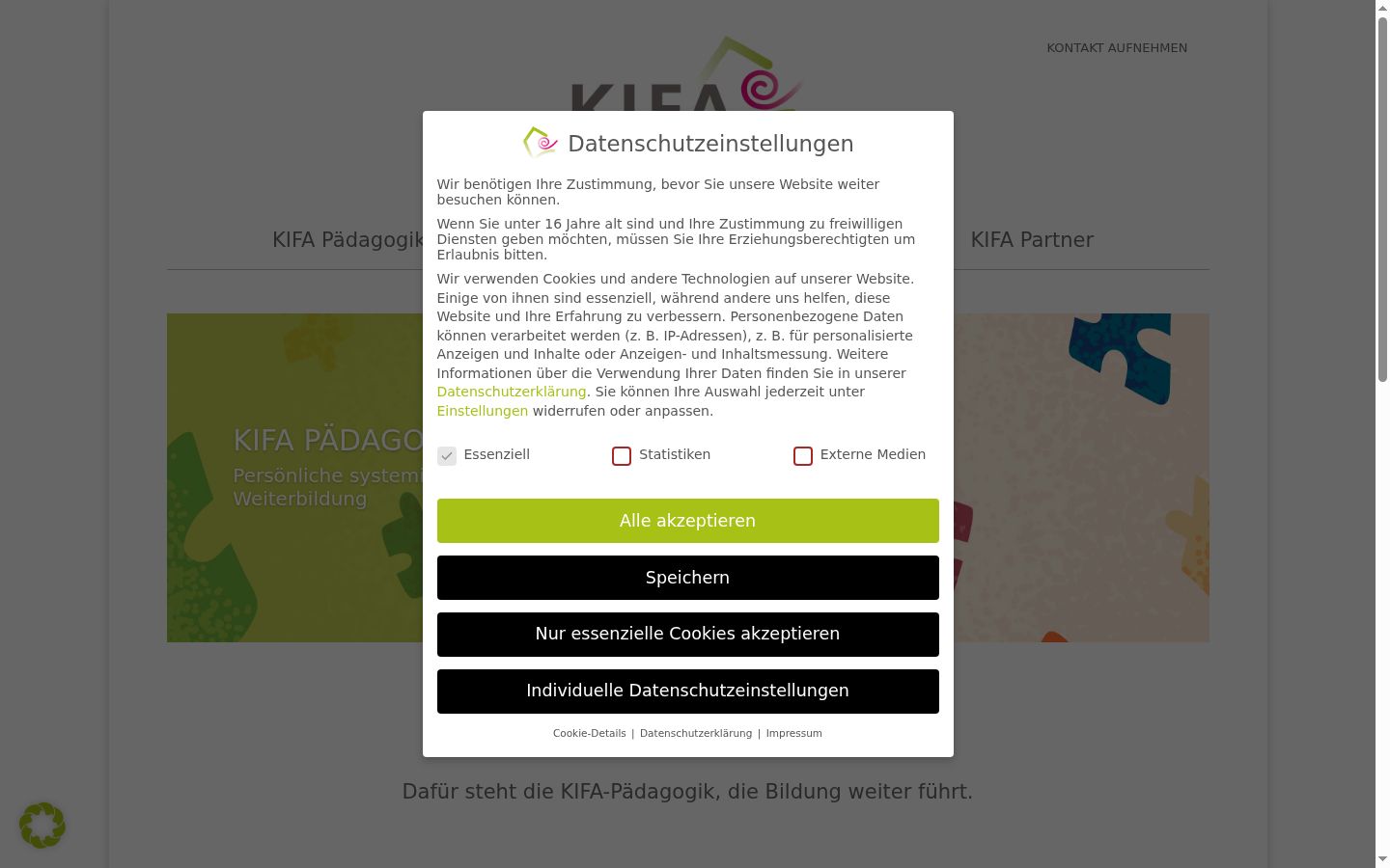 Screenshot del banner di consenso mostrato prima di qualsiasi interazione