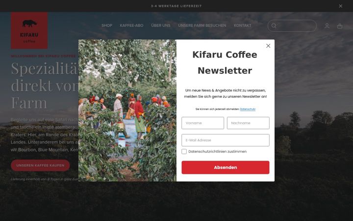 Screenshot of kifarucoffee.de