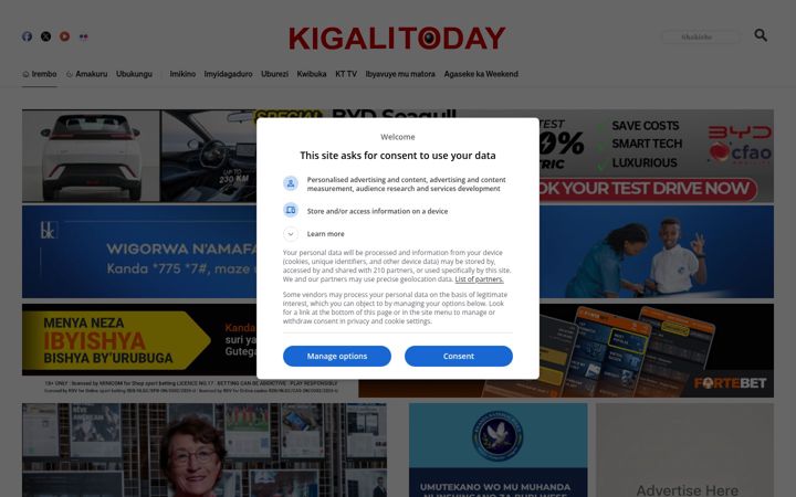 Screenshot of kigalitoday.com