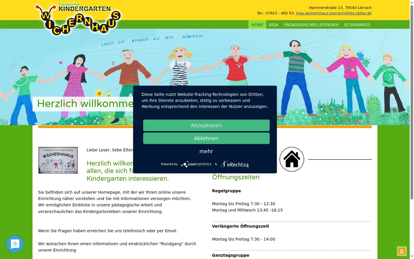 Skærmbillede af samtykkebanneret, som det blev vist før nogen interaktion