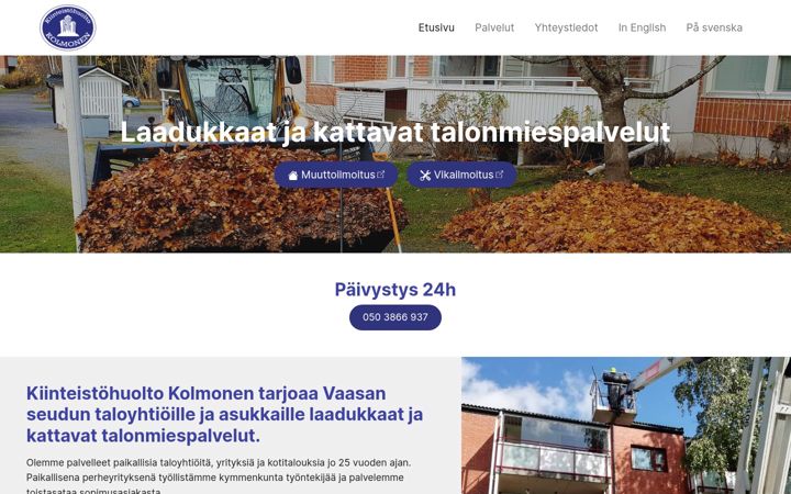 Screenshot of kiinteistohuoltokolmonen.fi