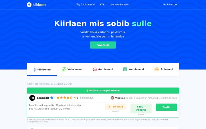 Screenshot of kiirlaen.com