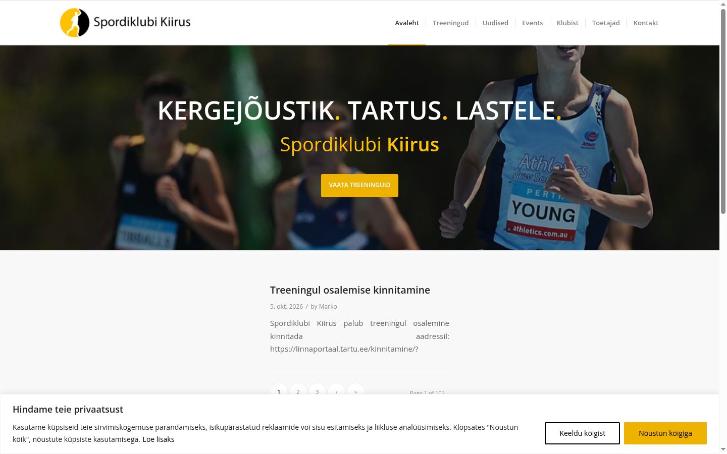 Ekraanipilt nõusolekubännerist, mida näidati enne mis tahes suhtlust