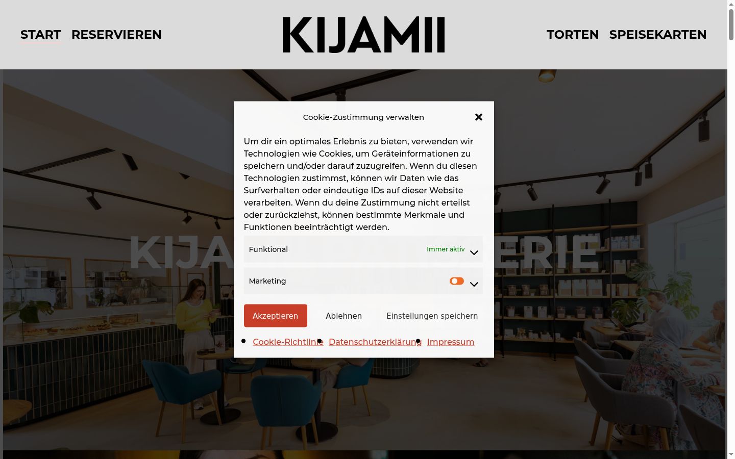 Screenshot del banner di consenso mostrato prima di qualsiasi interazione