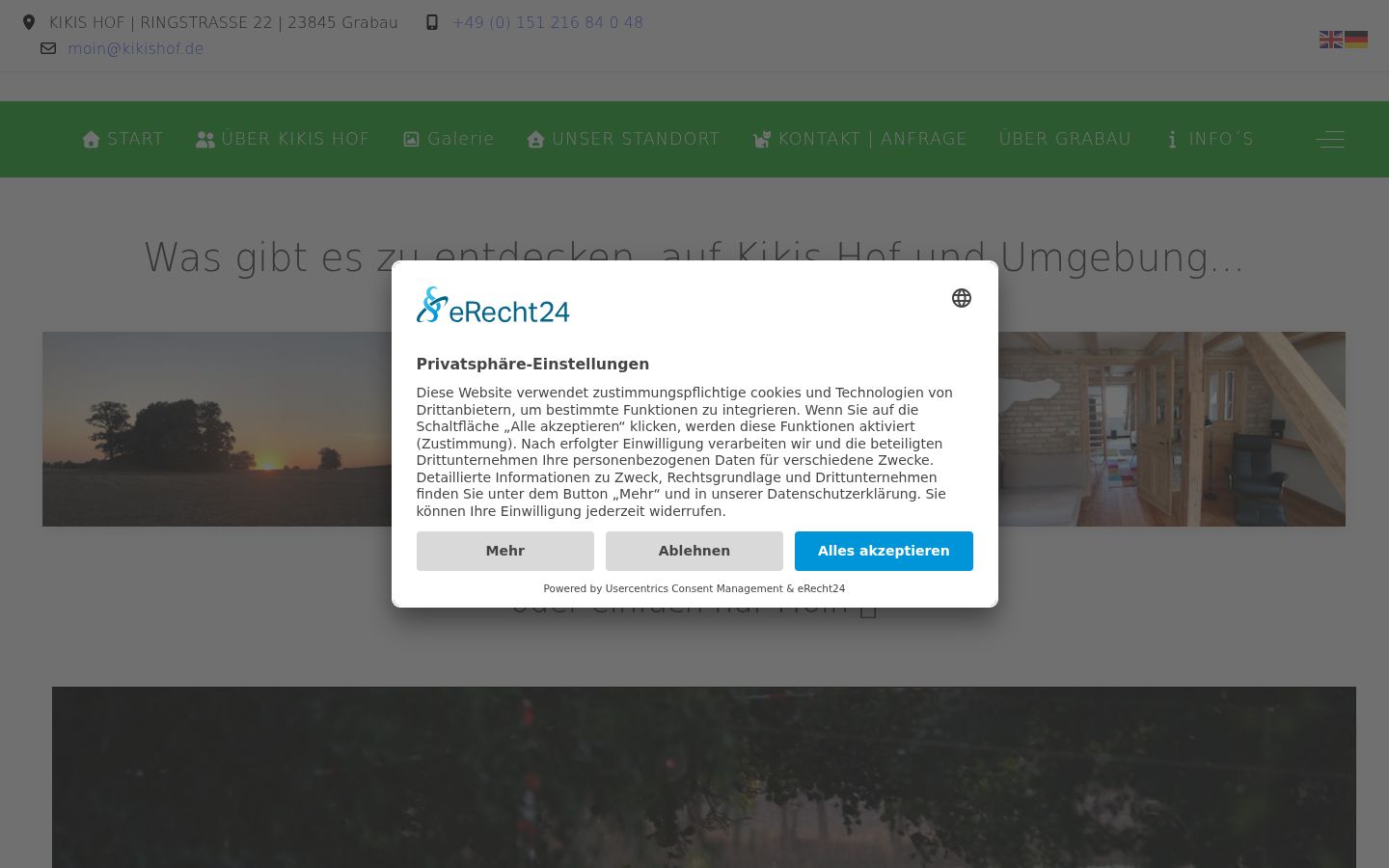 Captura de ecrã do banner de consentimento apresentado antes de qualquer interação