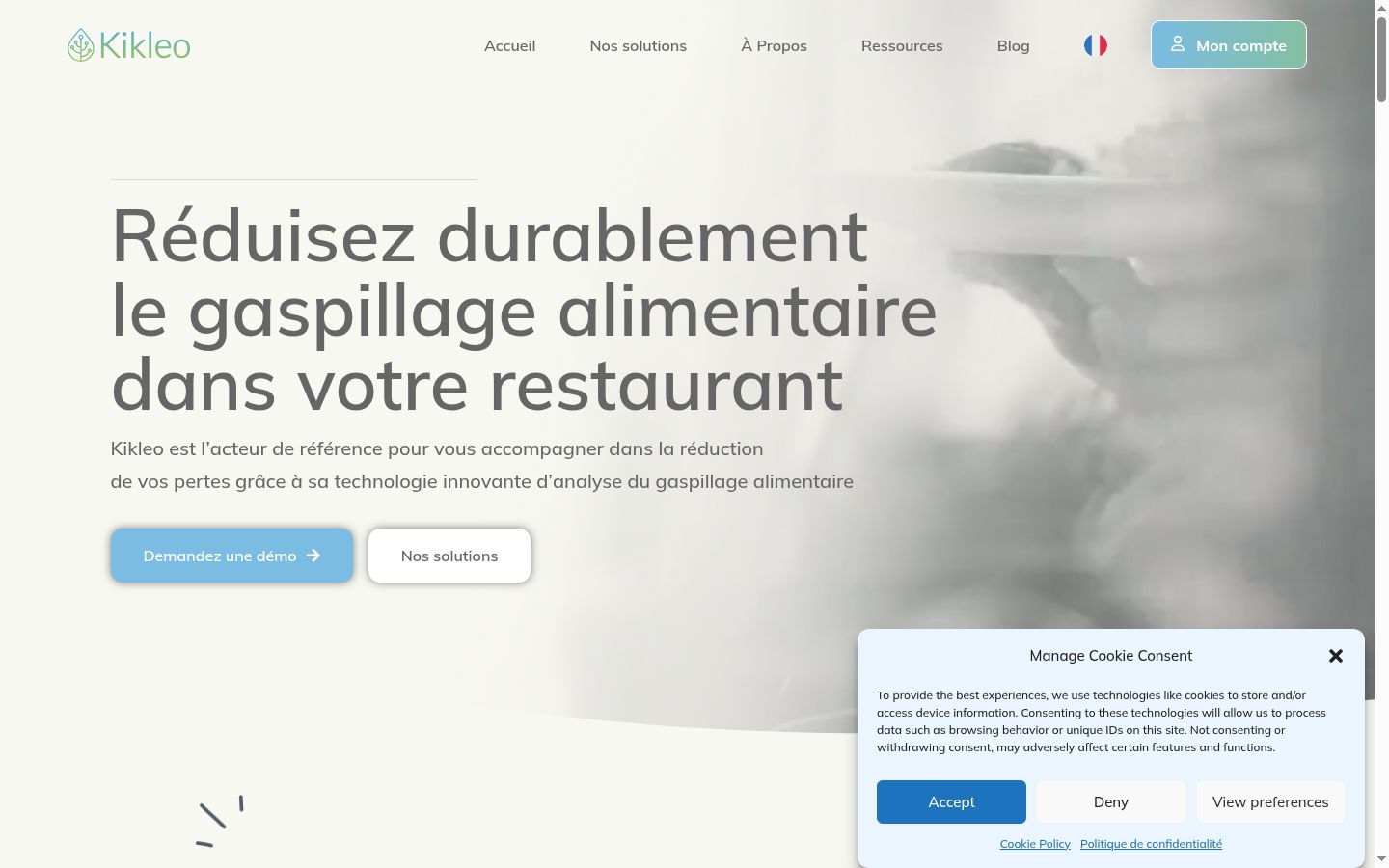 Capture d'écran de la bannière de consentement affichée avant toute interaction
