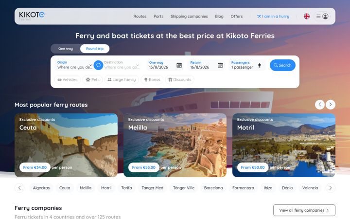 Screenshot of kikotoferries.com