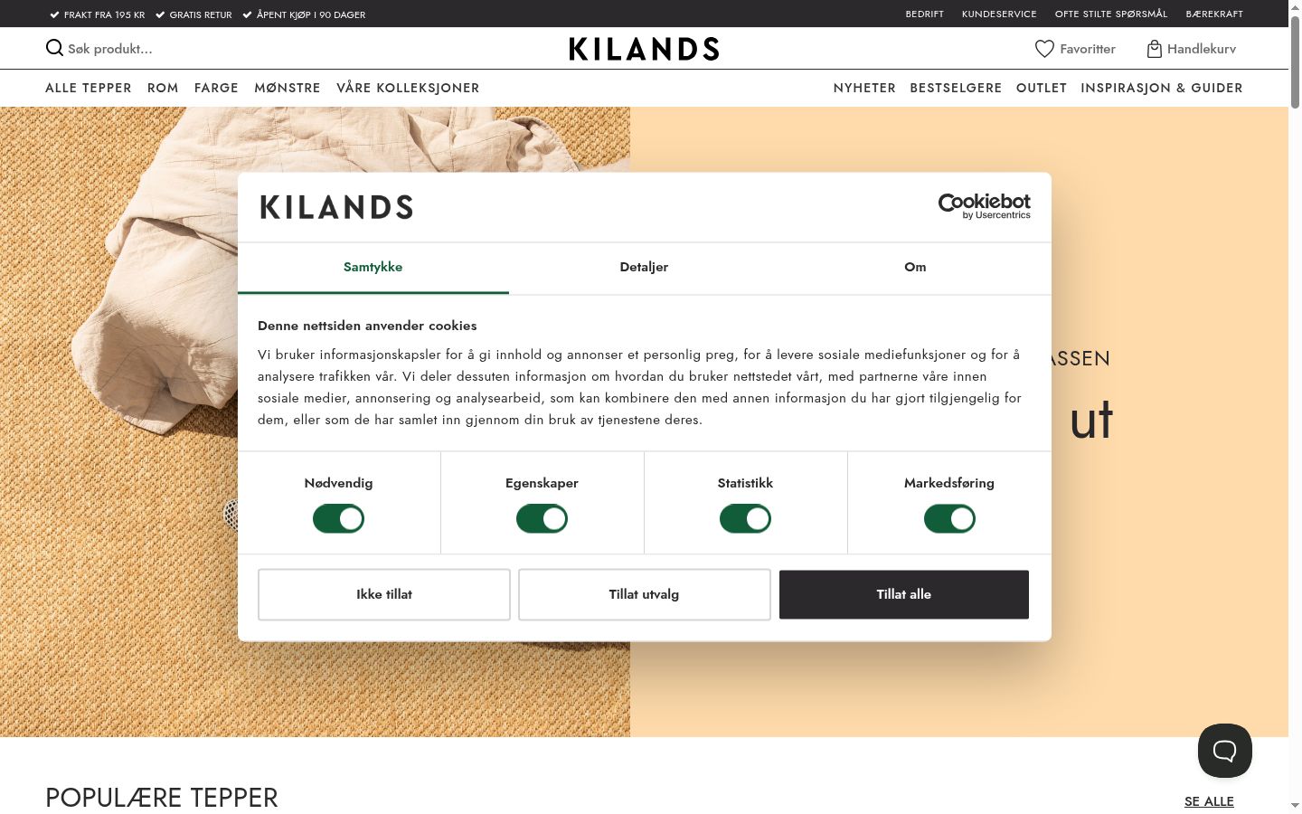 Zrzut ekranu banera zgody wyświetlanego przed jakąkolwiek interakcją