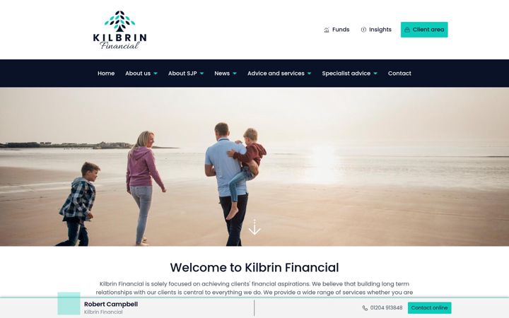 Screenshot of kilbrinfinancial.co.uk