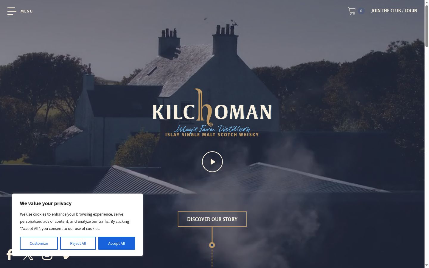 Sutikimo reklamjuostės, rodytos prieš bet kokią sąveiką, ekrano kopija