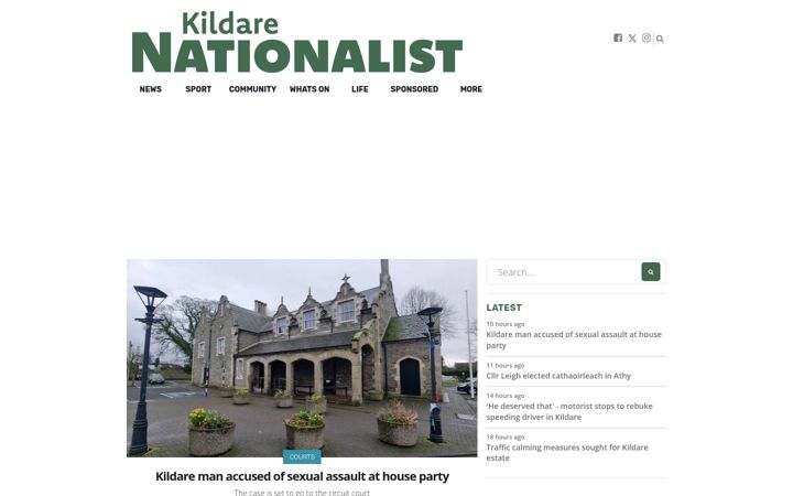 Snímek obrazovky kildare-nationalist.ie