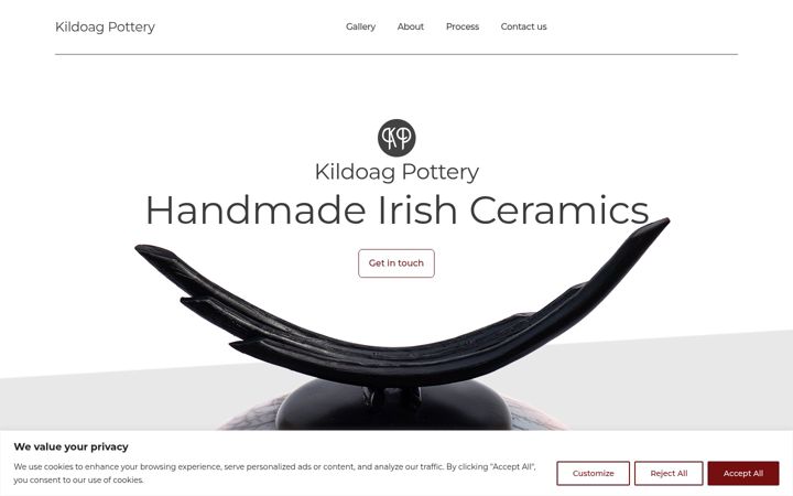 Screenshot of kildoagpottery.com