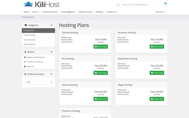 Screenshot of kilihost.com