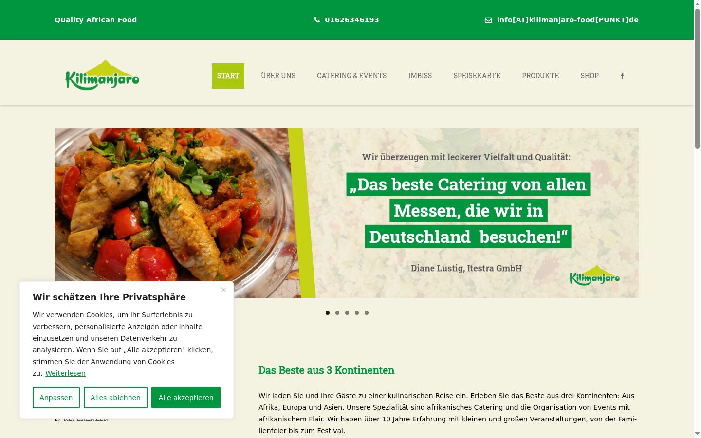 Screenshot des Einwilligungsbanners vor jeglicher Interaktion