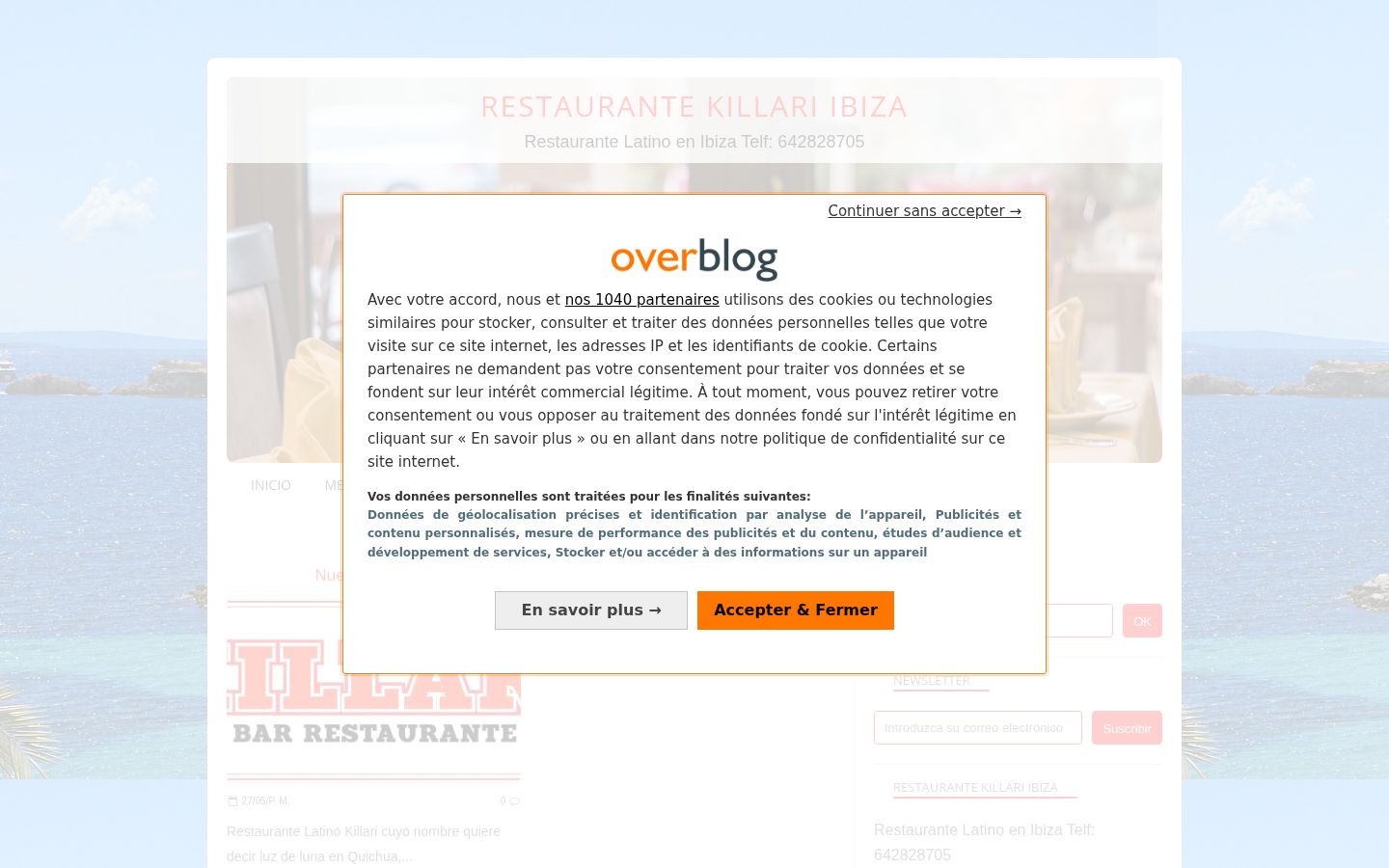 Screenshot del banner di consenso mostrato prima di qualsiasi interazione