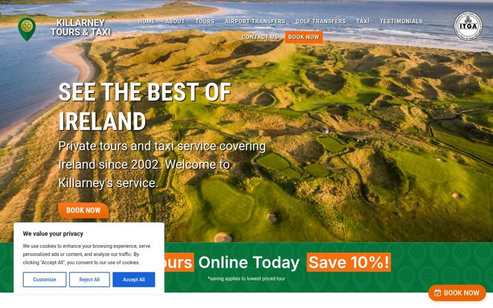 Screenshot of killarneytourandtaxi.com